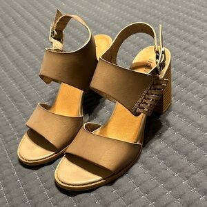 Taupe Leather Women Sandals